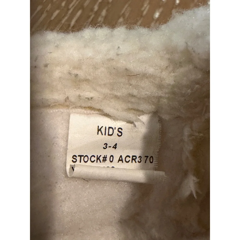 L.L.Bean Kids Sherpa Fleece Slippers Size 3-4 Cream Cozy House Shoes Unisex